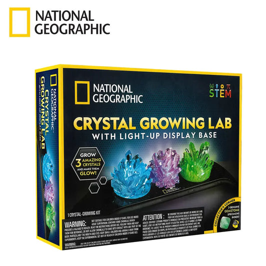Crystal Growing Kit - 3 Vibrant Colored Crystals to Grow with Light-Up Display Stand